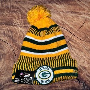 🛍️ 2 for $35🛍️ NWT! Packers Yellow Fleece Lined Beanie 💯 Year Patch